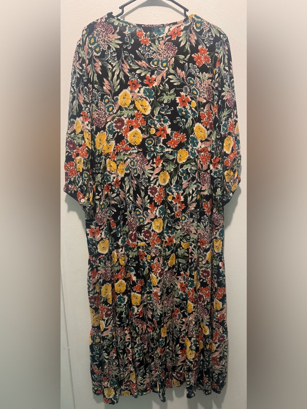 NATURAL LIFE Black Maxi Dress with Yellow & Pink Floral Print - Picture 5 of 9